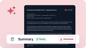 Meeting summary document preview
