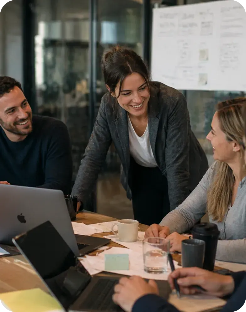 Team collaborating in a modern office
