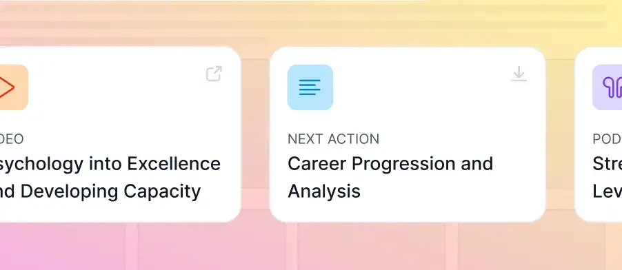 Product UI showing learning resources such as articles and videos