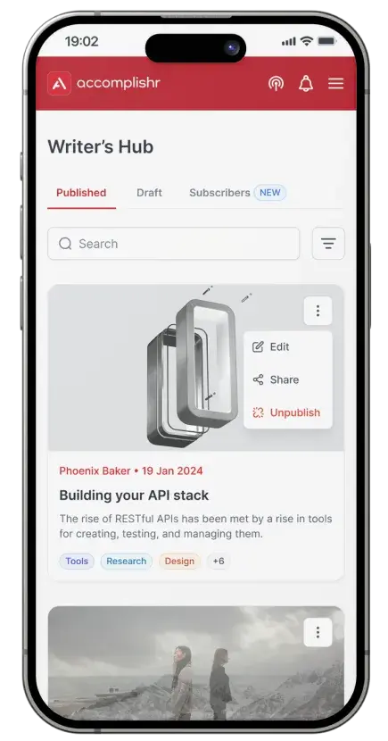 Blog writing experience on mobile