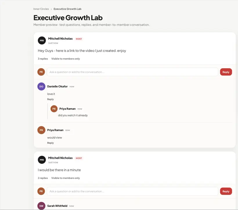 Private Inner Circle community discussion